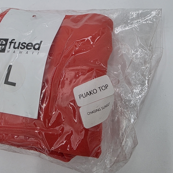 NWT Fused Hawaii Puako Top Bikini Swimsuit L “Chasing Sunset” Red Orange - Picture 2 of 5